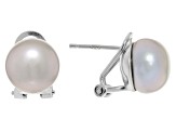Platinum Cultured Freshwater Pearl Rhodium Over Sterling Silver Earrings