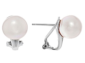 Genusis™ White Cultured Freshwater Pearl Rhodium Over Sterling Silver Earrings