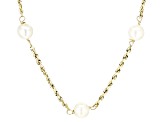 White Cultured Freshwater Pearl 10k Gold 18 Inch Station Necklace