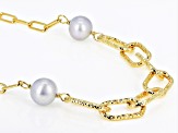 Platinum Cultured Freshwater Pearl 18k Yellow Gold Over Sterling Silver Necklace