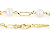 White Cultured Freshwater Pearl 18k Yellow Gold Over Sterling Silver Necklace