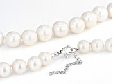 White Cultured Freshwater Pearl Rhodium Over Sterling Silver Necklace