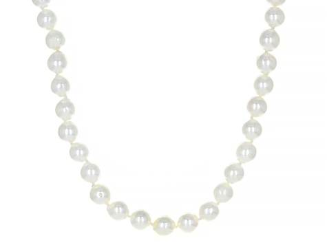 White Cultured Japanese Akoya Pearl Rhodium Over Sterling Silver ...
