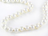 White Cultured Japanese Akoya Pearl Rhodium Over Sterling Silver Necklace