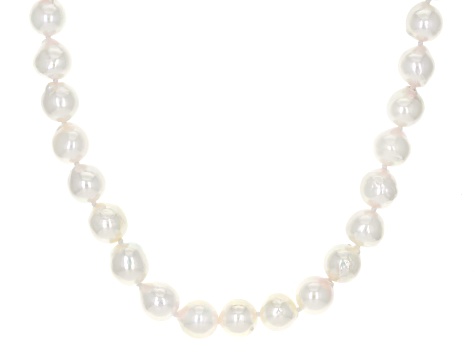 White Cultured Japanese Akoya Pearl Rhodium Over Sterling Silver ...