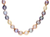 Multi-Color Cultured Kasumiga Pearl Rhodium Over Sterling Silver Necklace