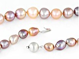 Multi-Color Cultured Kasumiga Pearl Rhodium Over Sterling Silver Necklace