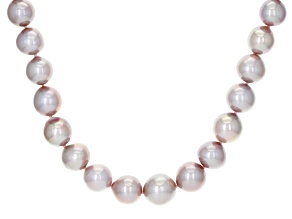 Pink Cultured Kasumiga Pearl Rhodium Over Sterling Silver Necklace