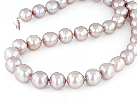 Pink Cultured Kasumiga Pearl Rhodium Over Sterling Silver Necklace