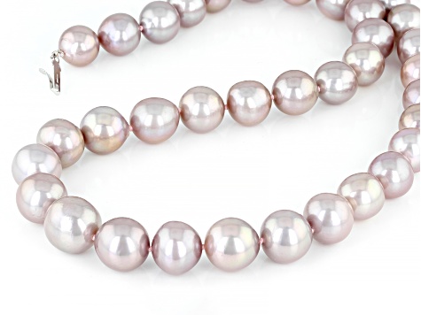 Pink Cultured Kasumiga Pearl Rhodium Over Sterling Silver