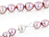 Purple Cultured Kasumiga Pearl Rhodium Over Sterling Silver Necklace