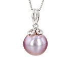 Pink Cultured Kasumiga Pearl Rhodium Over Sterling Silver