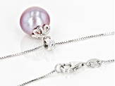 Pink Cultured Kasumiga Pearl Rhodium Over Sterling Silver Pendant With Chain
