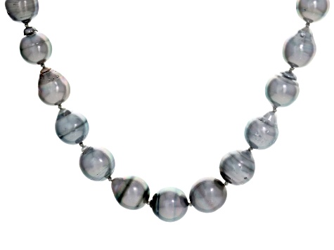 Cultured Tahitian Pearl Rhodium Over Sterling Silver Necklace