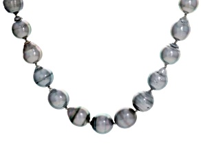 Cultured Tahitian Pearl Rhodium Over Sterling Silver Necklace