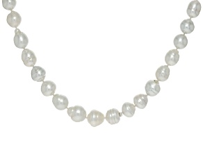 White Cultured South Sea Pearl Rhodium Over Sterling Silver 22 Inch Necklace