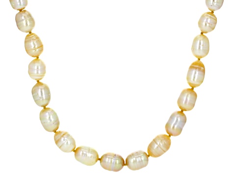 Golden Cultured South Sea Pearl 18k Yellow Gold Over Sterling Silver Necklace - SPL474 - Vimarsana News