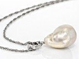 Genusis™ White Cultured Freshwater Pearl Rhodium Over Sterling Silver Pendant And Chain