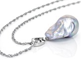Genusis™ Platinum Cultured Freshwater Pearl Rhodium Over Sterling Silver Pendant And Chain