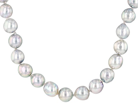 Platinum Cultured Akoya Pearl Rhodium Over Sterling Silver Necklace ...