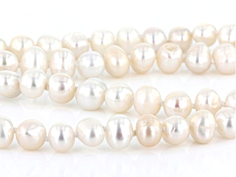 White Cultured Freshwater Pearl Endless Strand Necklace