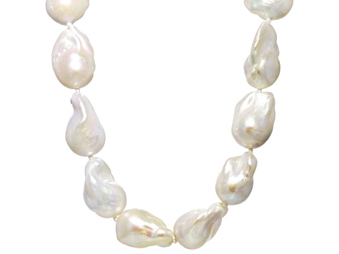 Genusis™ White Cultured Freshwater Pearl Rhodium Over Sterling Silver 24 Inch Necklace