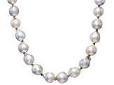 Platinum Cultured Japanese Akoya Pearl Rhodium Over Sterling Silver Necklace