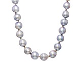 Platinum Cultured Japanese Akoya Pearl Rhodium Over Sterling Silver Necklace