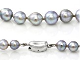 Platinum Cultured Japanese Akoya Pearl Rhodium Over Sterling Silver Necklace