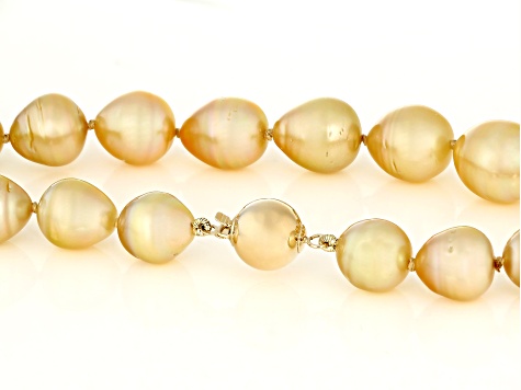 Golden Cultured South Sea Pearl 14k Yellow Gold Necklace