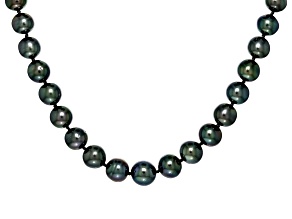 Cultured Tahitian Pearl Rhodium Over 14k White Gold Necklace
