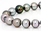 Multi-Color Cultured Tahitian Pearl Rhodium Over 14k Gold Necklace