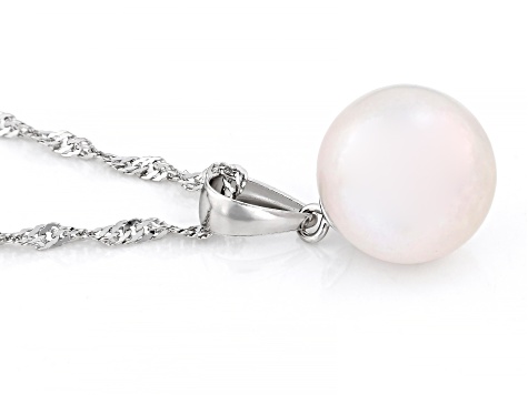 Genusis™ White Cultured Freshwater Pearl Rhodium Over Sterling Silver Pendant And Chain