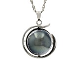 Cultured Tahitian Pearl Rhodium Over Sterling Silver Pendant And Chain