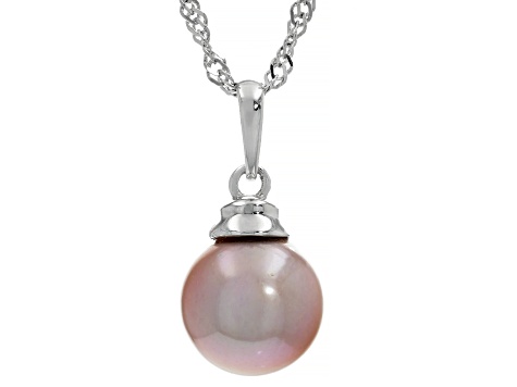 Genusis™ Natural Color Cultured Freshwater Pearl Rhodium Over Sterling Silver Pendant with Chain