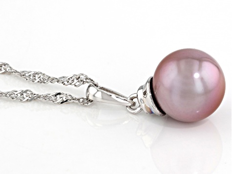 Genusis™ Natural Color Cultured Freshwater Pearl Rhodium Over Sterling Silver Pendant with Chain
