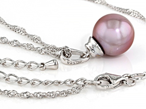 Genusis™ Natural Color Cultured Freshwater Pearl Rhodium Over Sterling Silver Pendant with Chain