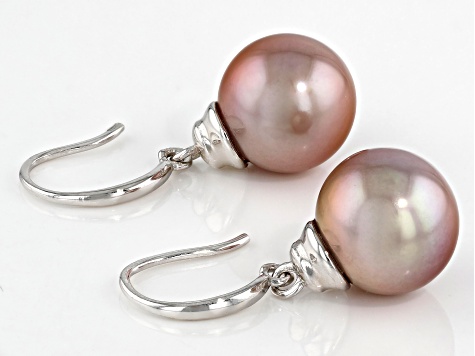 Genusis™ Natural Color Cultured Rhodium Over Sterling Silver Earrings
