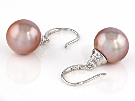 Genusis™ Natural Color Cultured Rhodium Over Sterling Silver Earrings