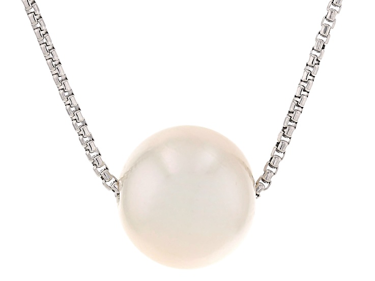 Genusis™ White Cultured Freshwater Pearl Rhodium Over Sterling