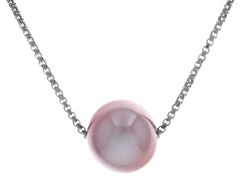 Picture of Genusis™ Purple Cultured Freshwater Pearl Rhodium Over Sterling Silver Necklace