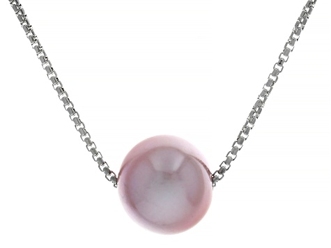 Genusis™ Purple Cultured Freshwater Pearl Rhodium Over Sterling Silver Necklace