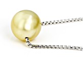 Golden Cultured South Sea Pearl Rhodium Over Sterling Silver Necklace