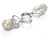 Genusis™ White Cultured Freshwater Pearl Rhodium Over Sterling Silver Earrings