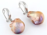 Genusis™ Pink Cultured Freshwater Pearl Rhodium Over Sterling Silver Earrings