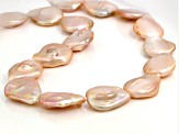 Peach Cultured Freshwater Pearl Rhodium Over Sterling Silver 20 Inch Necklace