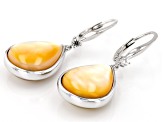 Golden South Sea Mother-of-Pearl with White Zircon Accent Rhodium Over Sterling Silver Earrings