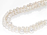 White Cultured Freshwater Pearl Rhodium Over Sterling Silver Necklace