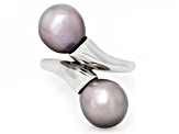 Genusis™ Lavender Cultured Freshwater Pearl Rhodium Over Sterling Silver Bypass Ring