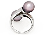 Genusis™ Lavender Cultured Freshwater Pearl Rhodium Over Sterling Silver Bypass Ring